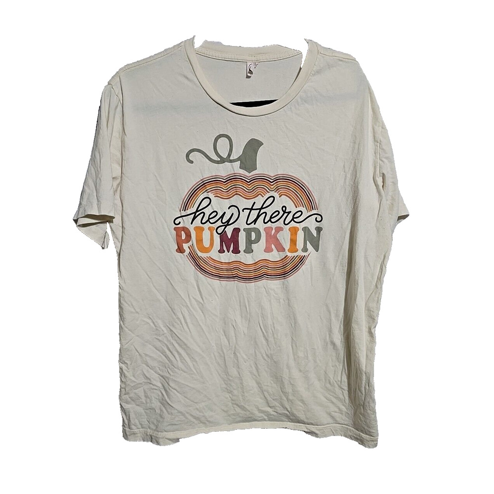 Alternative Beige Hey‎ There Pumpkin Graphic Short Sleeve Top Womans Size 2x